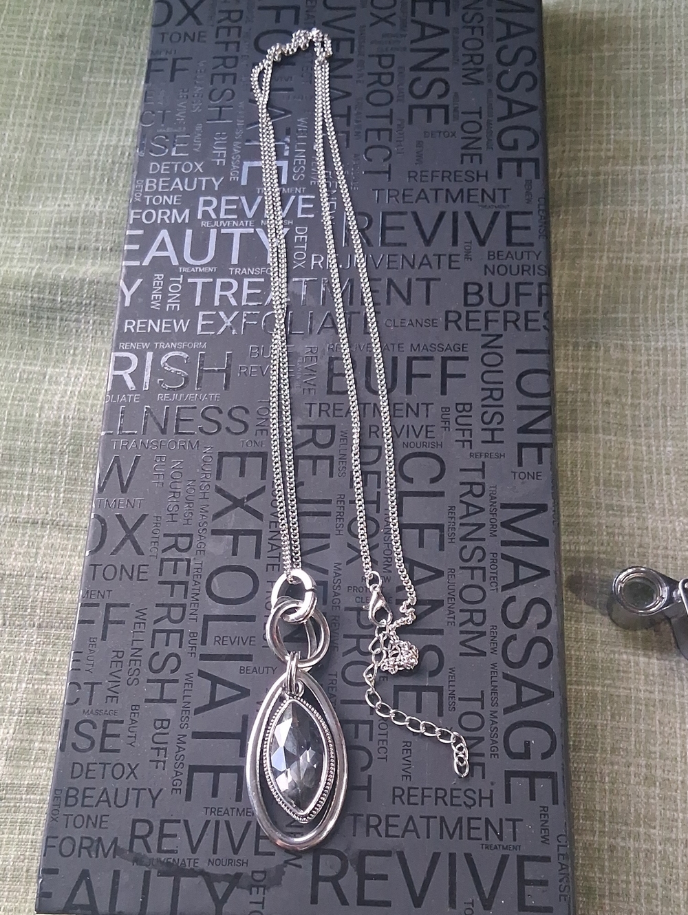 Silver Teardrop Crystal Pendant Necklace - Women's Jewelry